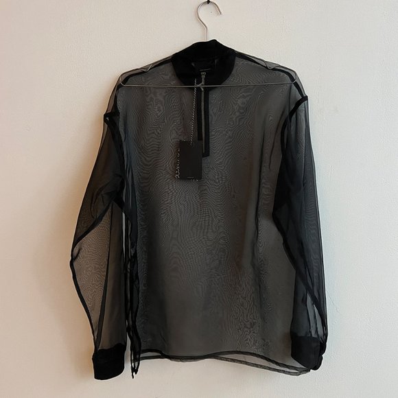 NWT Lazy Oaf Black Sheer Zippy Sweatshirt Size S/M - Picture 3 of 6